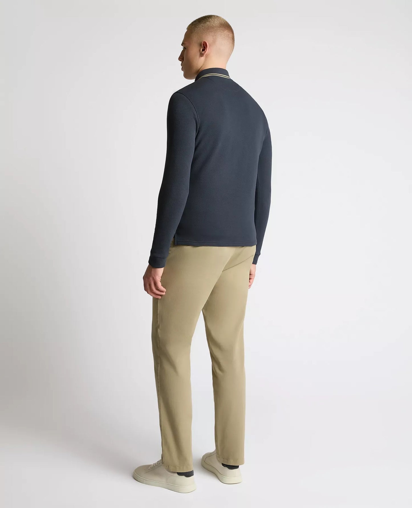 Remus Uomo Long Sleeve Pique Polo Shirt- Salute Blue