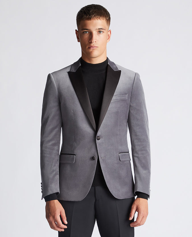 Remus Uomo Monti Velet Blazer - Grey