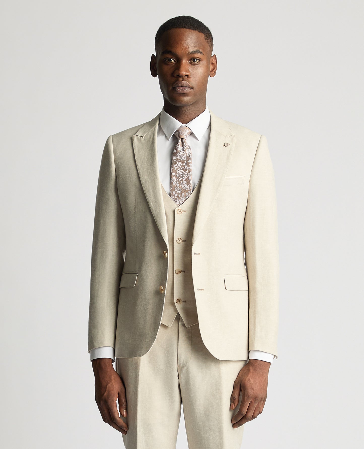 Remus Uomo Massa Linen Slim Fit Jacket - Stone