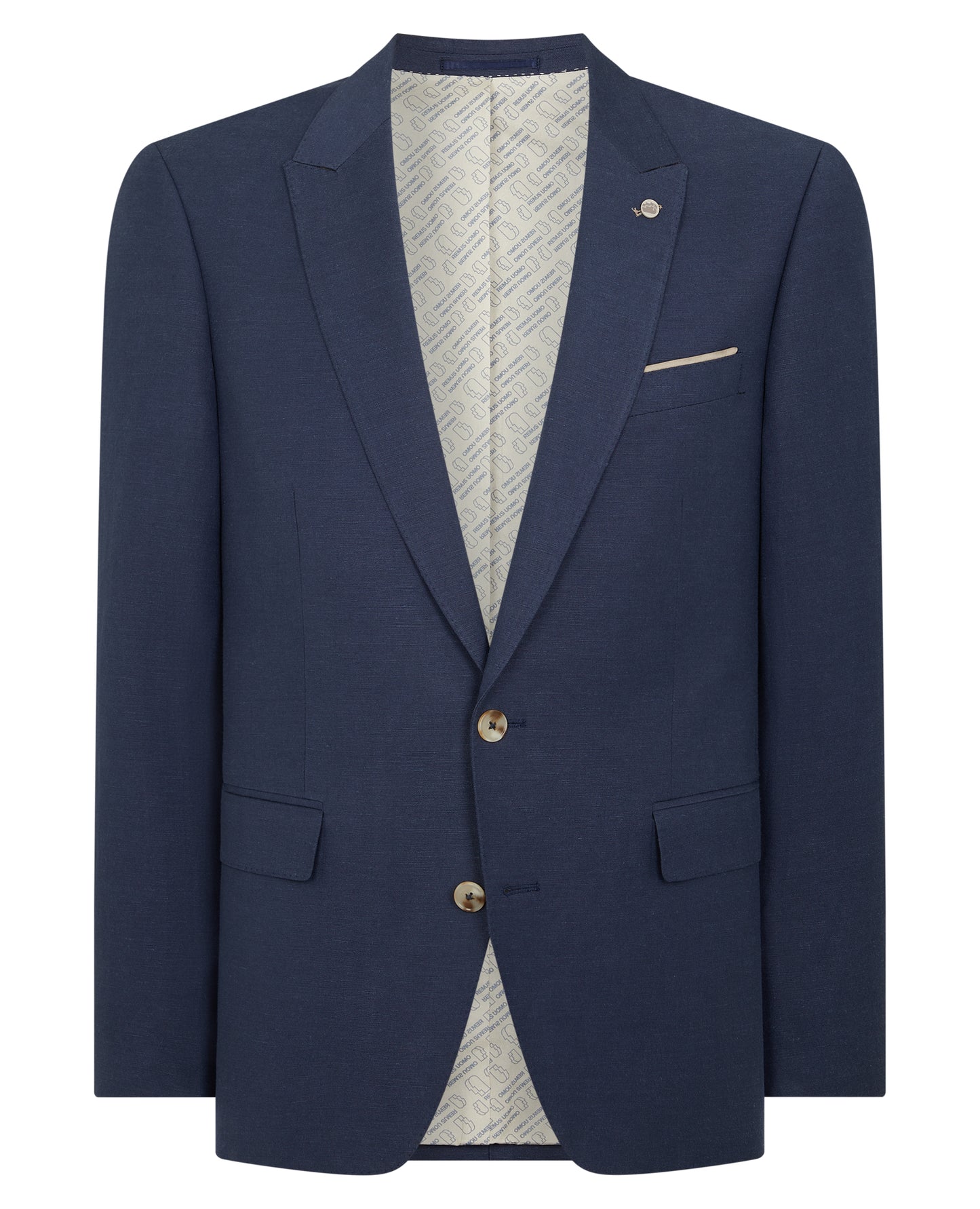 Remus Uomo Linen Tapered Fit Blazer - Blue