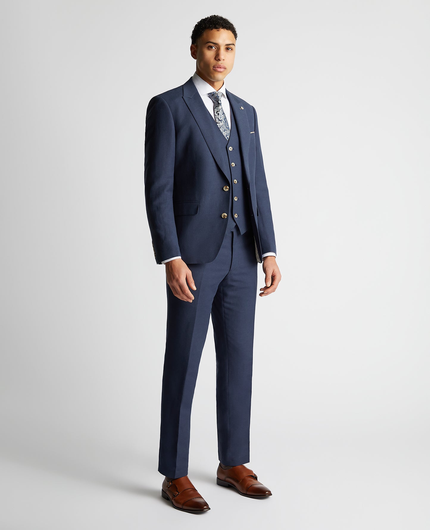 Remus Uomo Linen Tapered Fit Blazer - Blue
