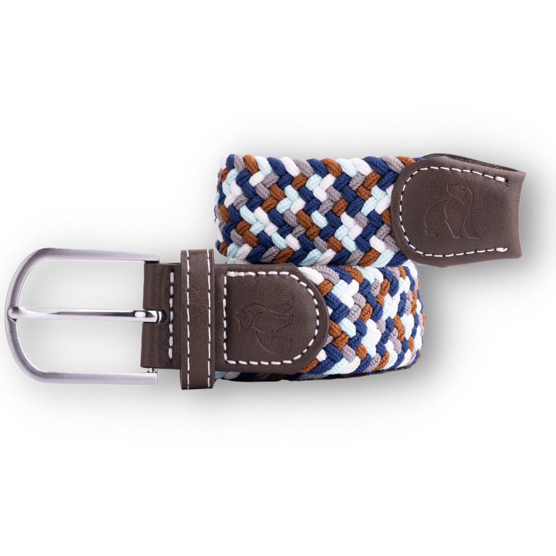 Swole Panda Woven Belt - Navy/Grey & Brown Zigzag