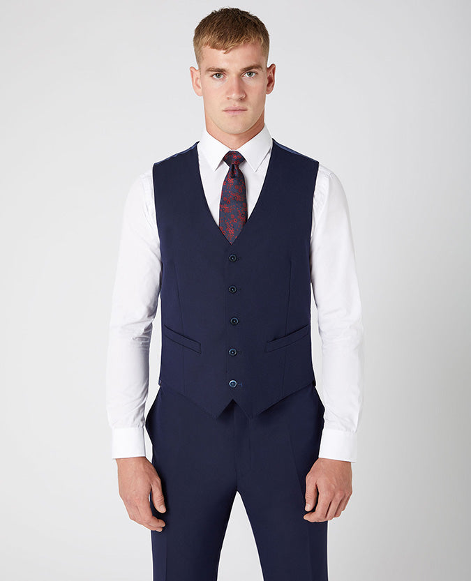Remus Uomo Palucci Tapered Fit Waistcoat - Navy 51770 78