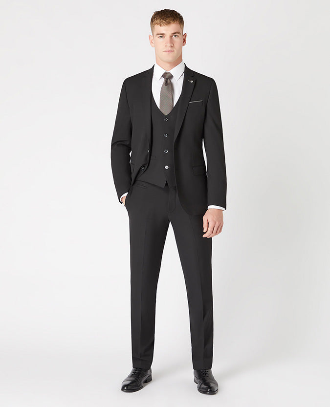 Remus Uomo Double Breasted Waistcoat - Black