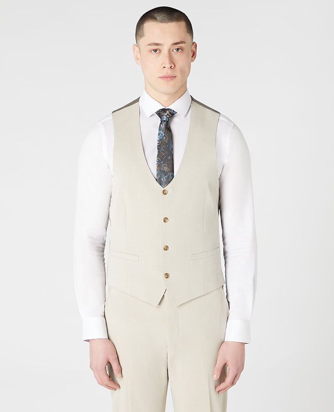 Remus Uomo Laurino X-Slim Stretch Waistcoat - Sand