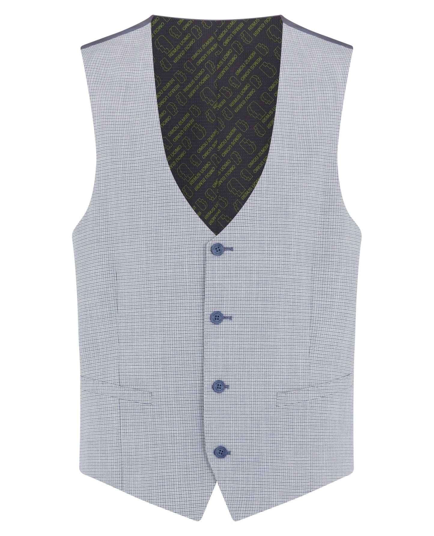 Remus Uomo Matteo Slim Fit Check Waistcoat - Blue 52252 22