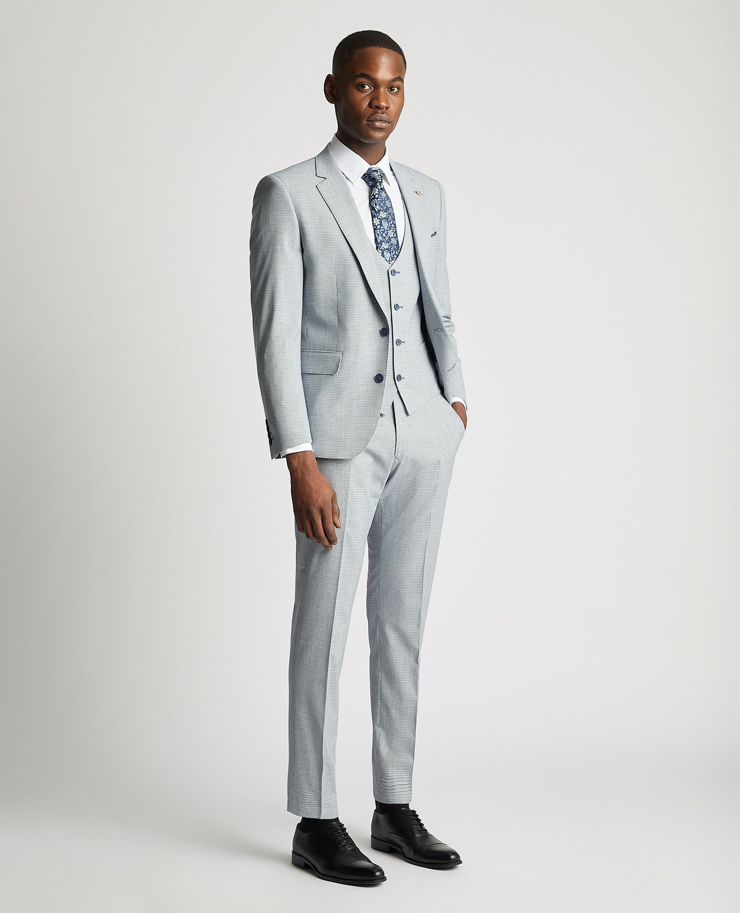 Remus Uomo Matteo Slim Fit Check Waistcoat - Blue 52252 22
