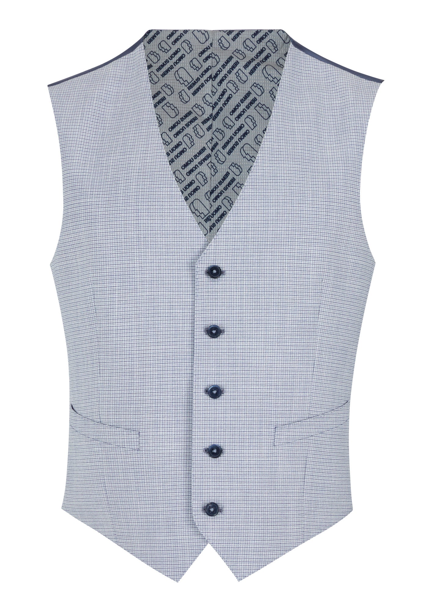 Remus Uomo Petro Tapered Fit Waistcoat - Blue Check
