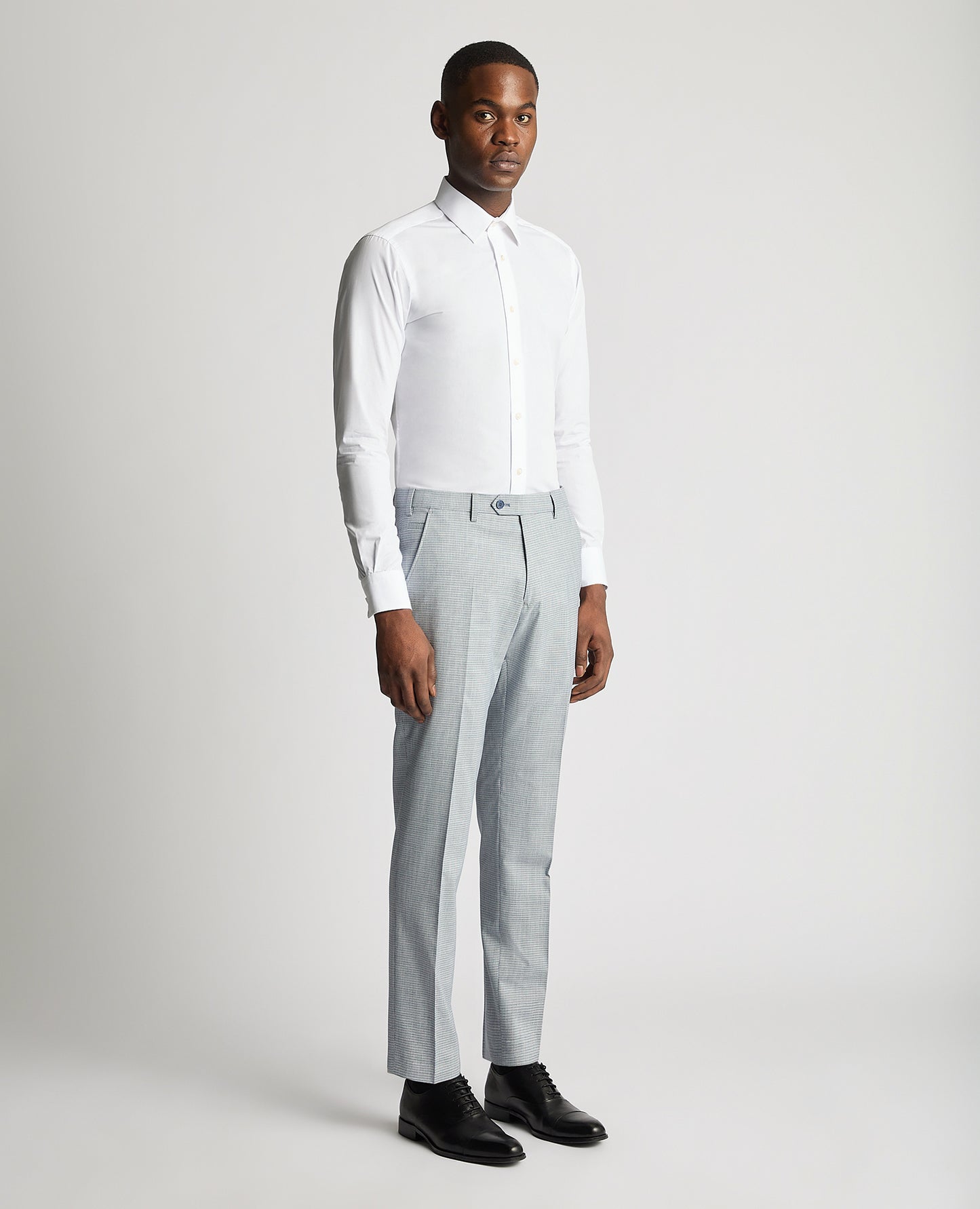 Remus Uomo Matteo Checked Formal Trousers - Sky Blue 72252 22