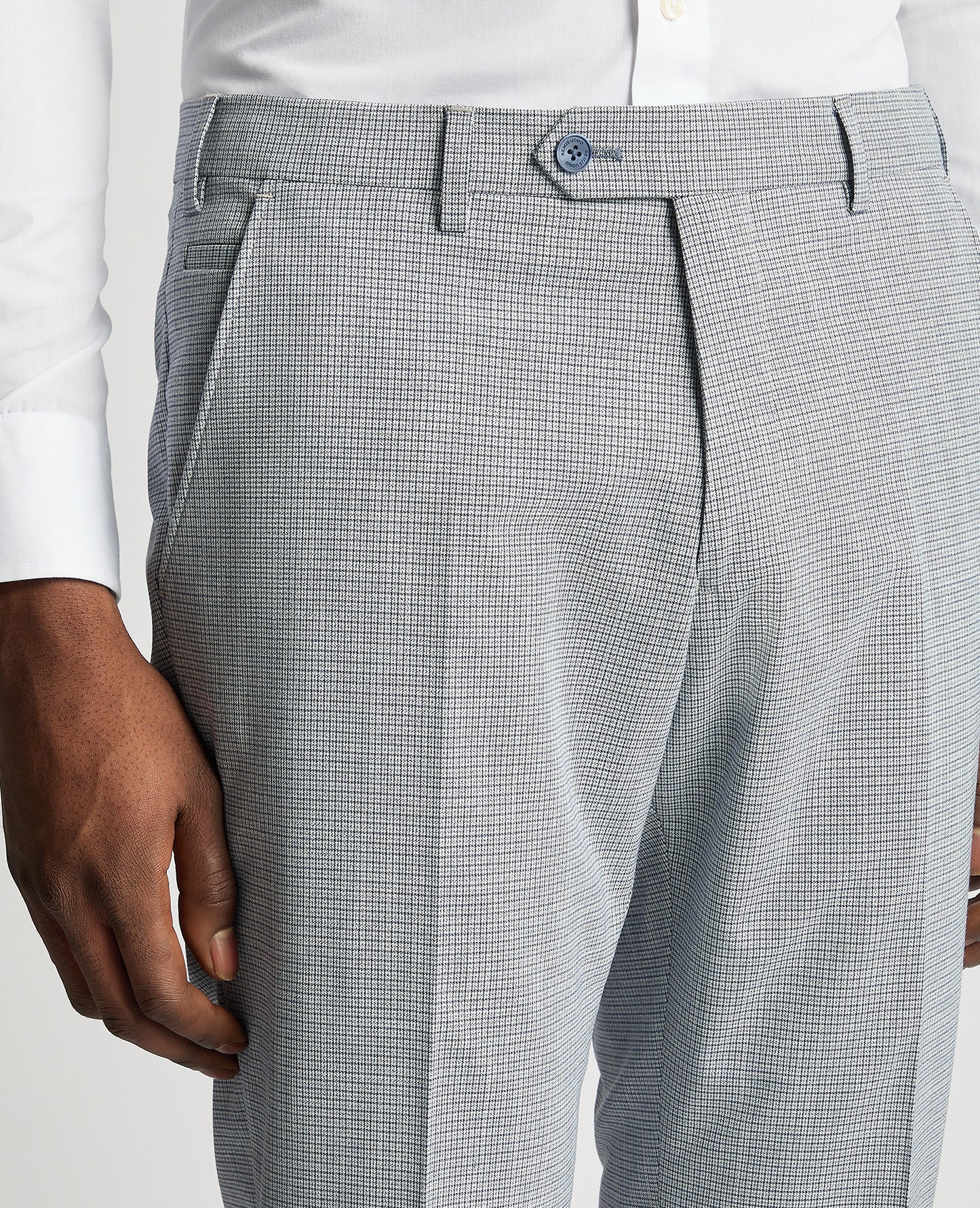 Remus Uomo Matteo Checked Formal Trousers - Sky Blue 72252 22