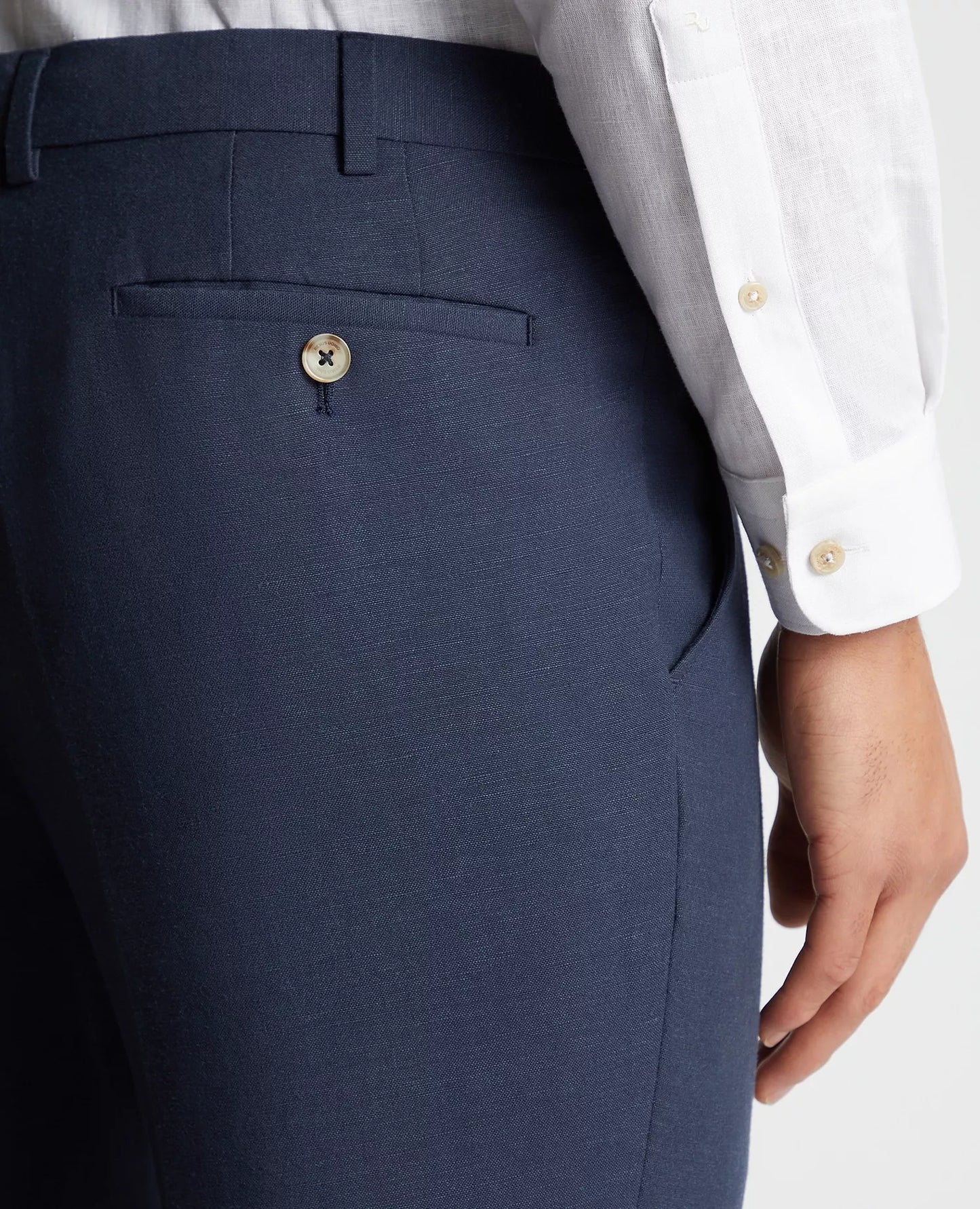 Remus Uomo Linen Mix Suit Trousers - Navy