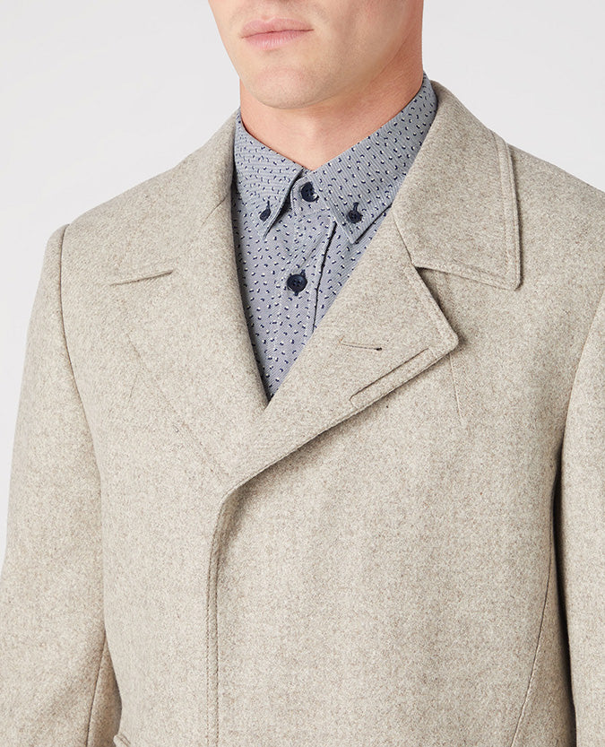 Remus Uomo Lohman Wool Overcoat - Cream