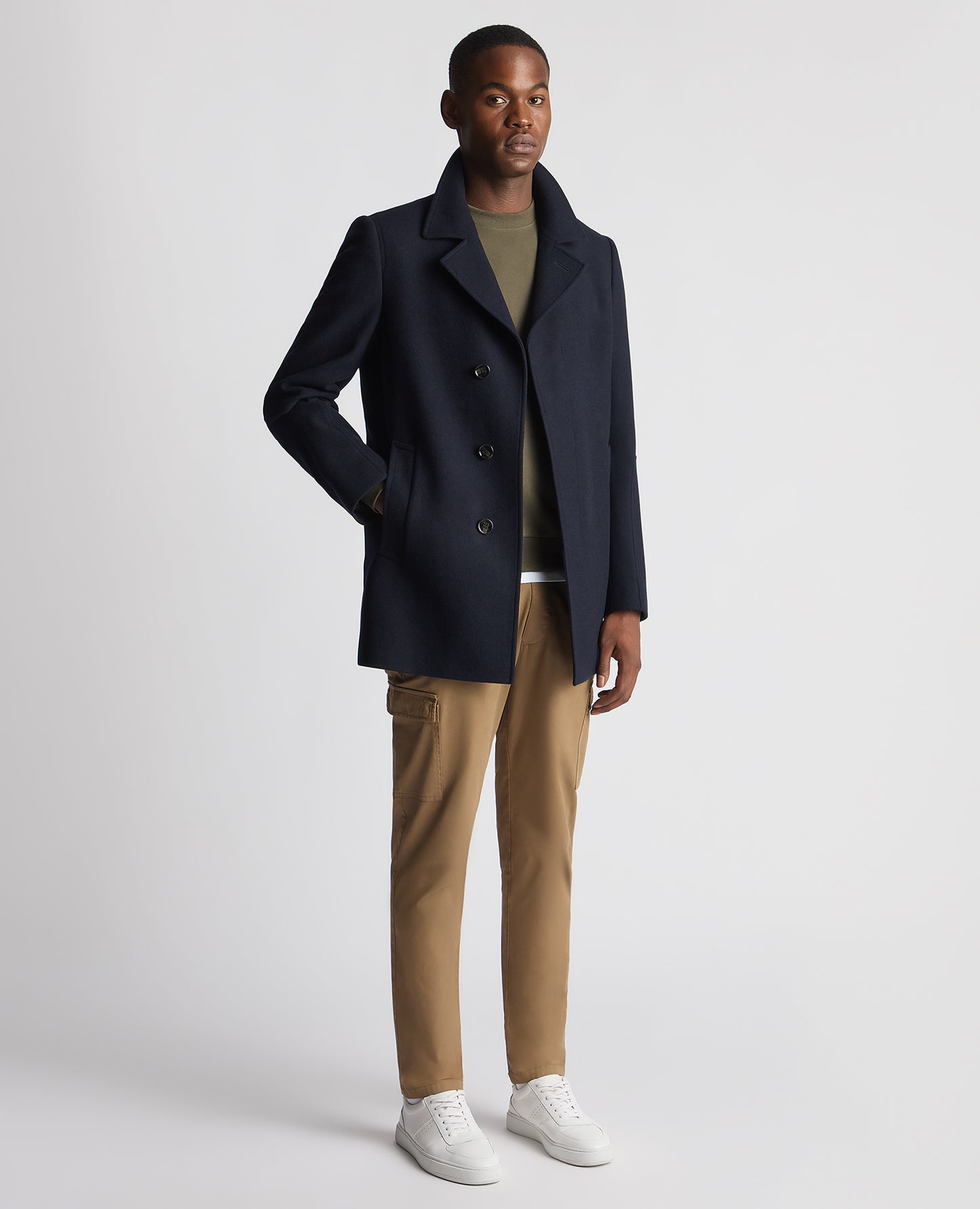 Remus Uomo Lochlan Wool Coat - Navy