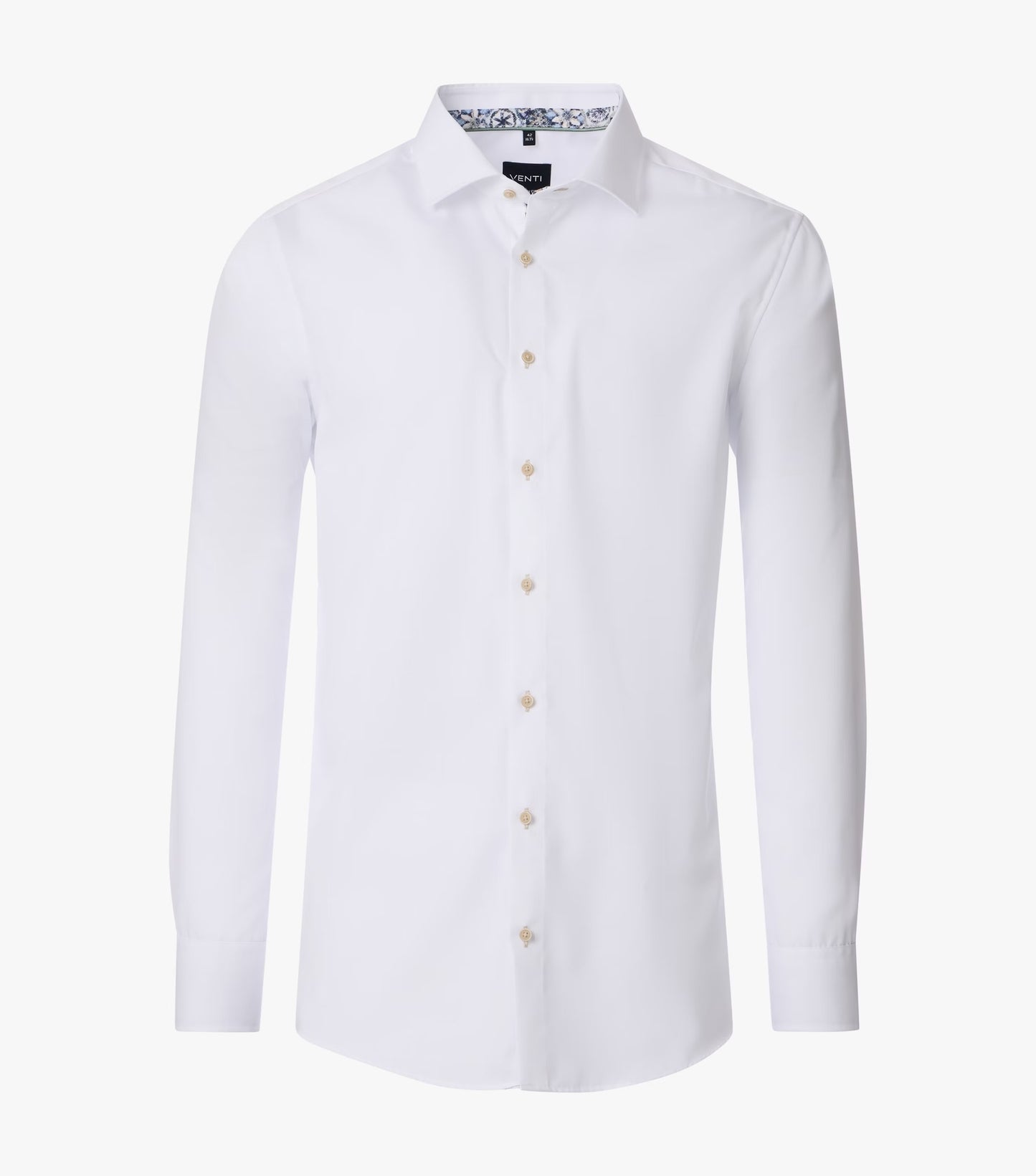 Venti Classic Shirt Tan Button Modern Fit - White
