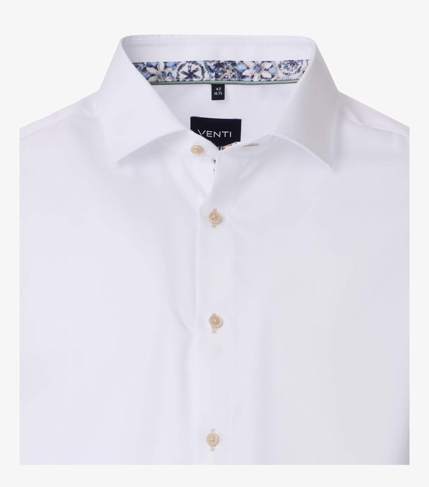 Venti Classic Shirt Tan Button Modern Fit - White