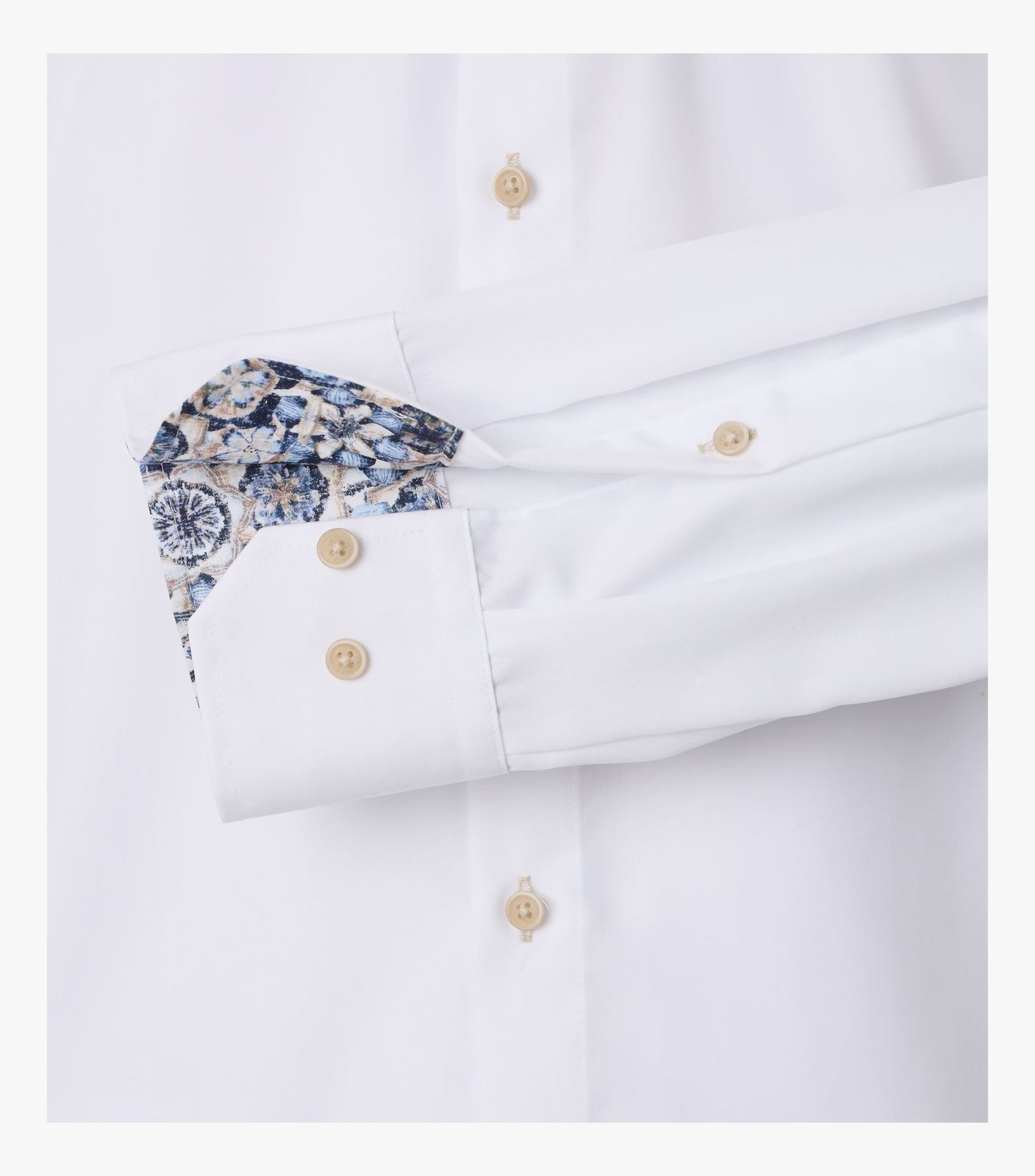 Venti Classic Shirt Tan Button Modern Fit - White