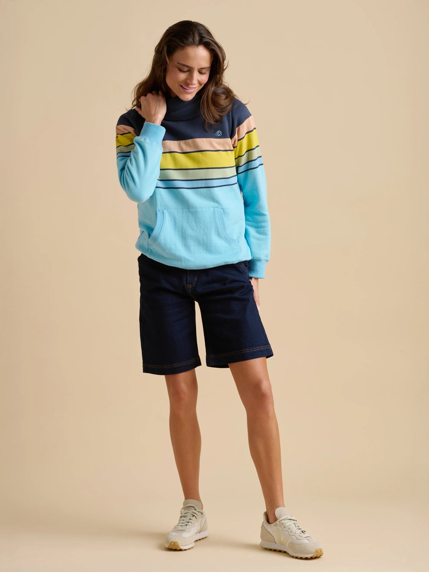 Brakeburn Chest Stripe Elise Hoodie - Blue