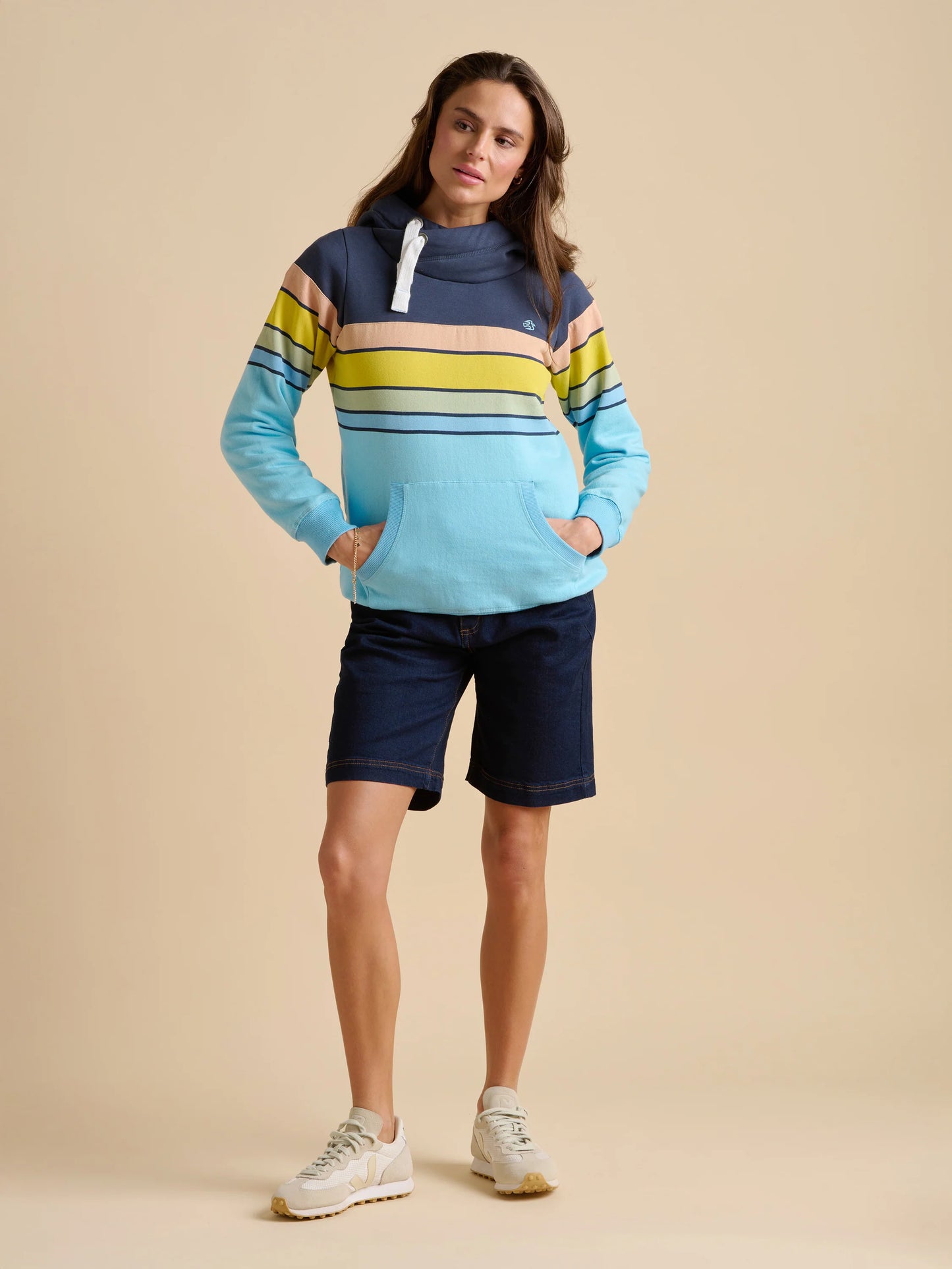 Brakeburn Chest Stripe Elise Hoodie - Blue