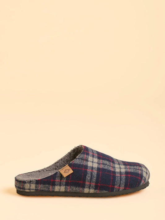 Plaid slipper on a beige background