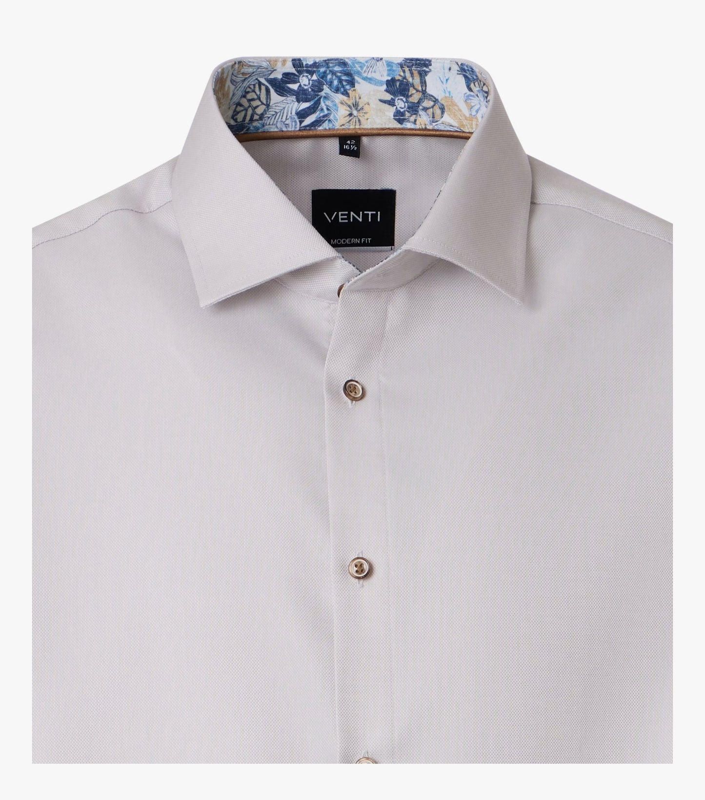 Venti Kent Modern Fit Shirt - Beige