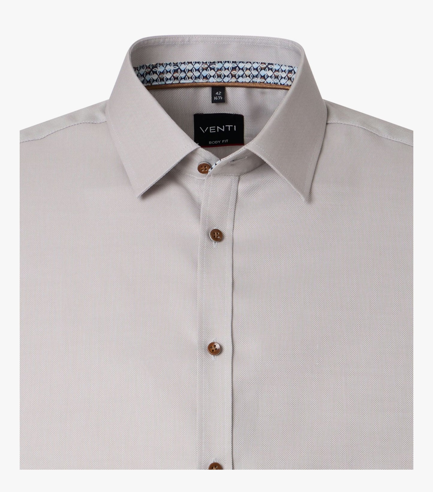 Venti Kent Body Fit City Shirt - Beige