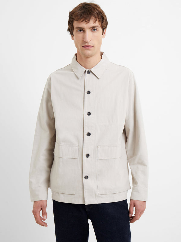 French Connection Cotton Herringbone Chore Overshirt - Moonstruck