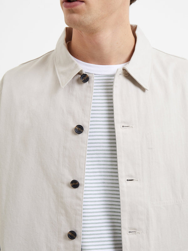 French Connection Cotton Herringbone Chore Overshirt - Moonstruck