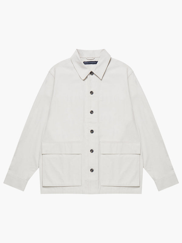 French Connection Cotton Herringbone Chore Overshirt - Moonstruck
