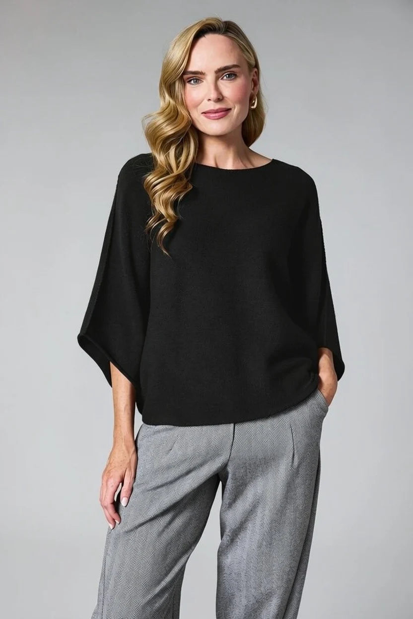 Deck Short Sleeve Batwing Knit - Black