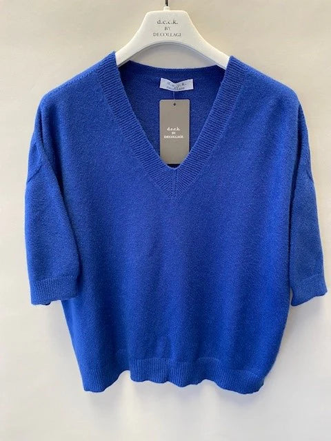 Deck Short Sleeve V-Neck Knit - Royal