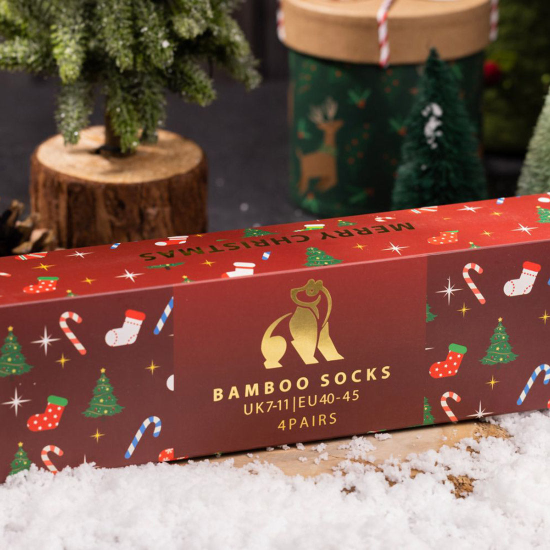 Swole Panda Red Christmas Drawer Box - 4 Pairs