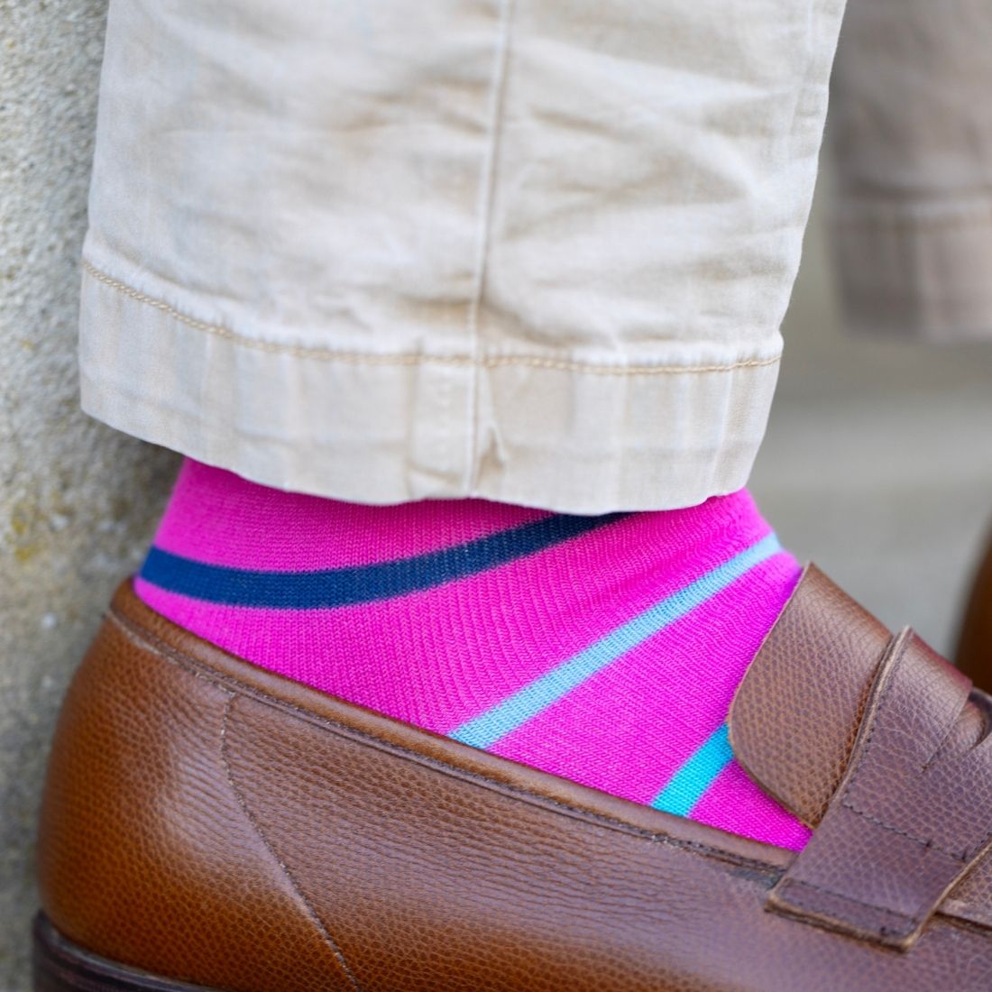 Swole Panda Bamboo Socks - Pink Multi Stripe