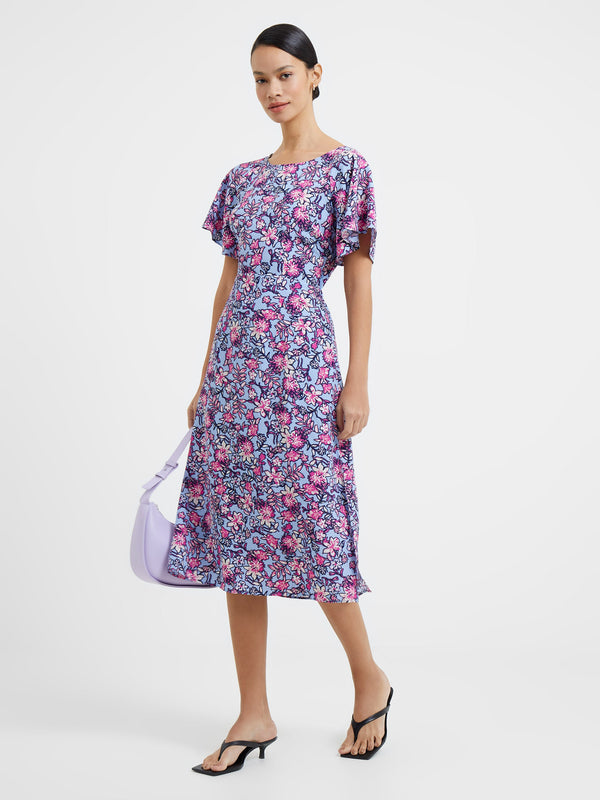 French Connection Delphine Cut-Out Back Midi Dress - Blue