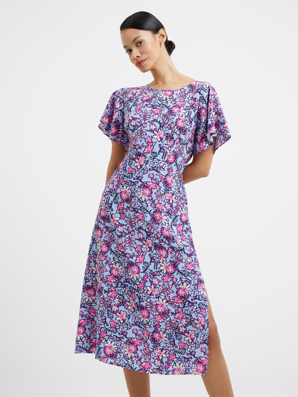 French Connection Delphine Cut-Out Back Midi Dress - Blue