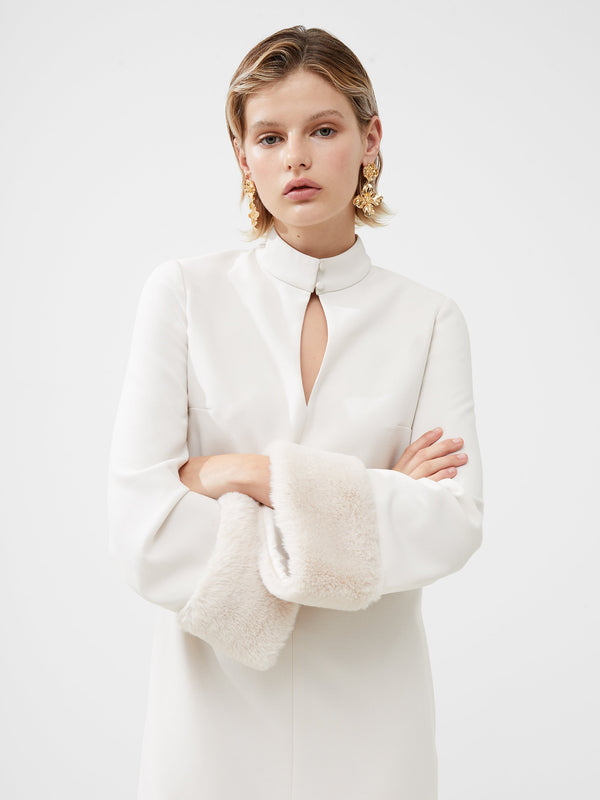 French Connection Ruth Faux Fur Trim Mini Dress - Classic Cream