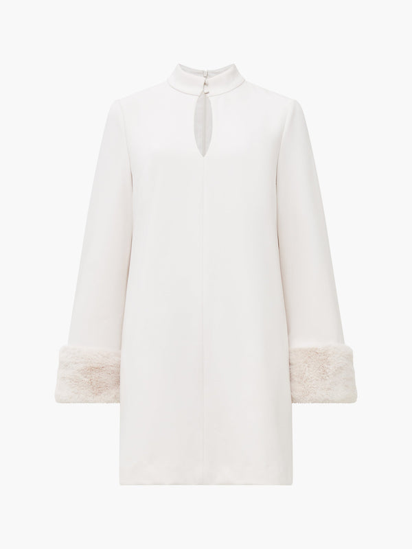French Connection Ruth Faux Fur Trim Mini Dress - Classic Cream
