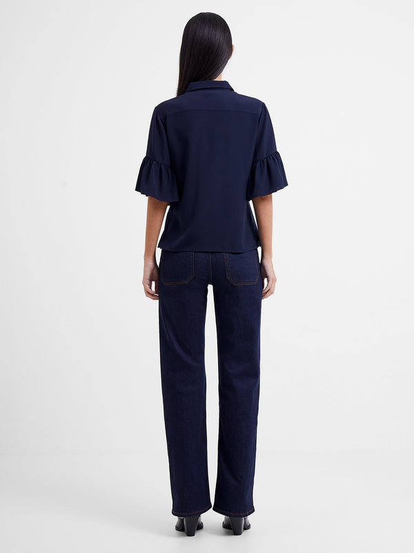 French Connection Crepe Light Pin-Tuck Shirt - Marine