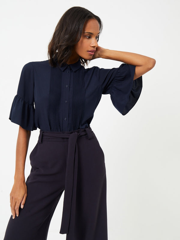 French Connection Crepe Light Pin-Tuck Shirt - Marine