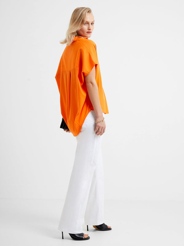 French Connection Cele Recycled Crepe Light Popover Shirt - Orange