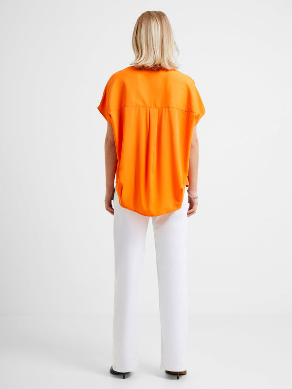 French Connection Cele Recycled Crepe Light Popover Shirt - Orange