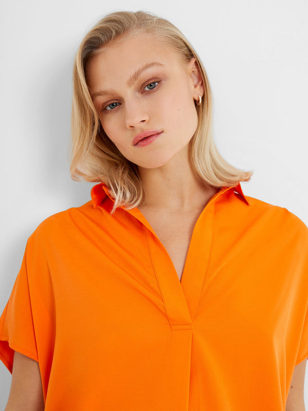 French Connection Cele Recycled Crepe Light Popover Shirt - Orange