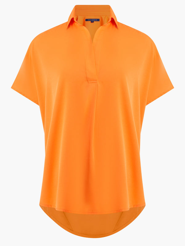 French Connection Cele Recycled Crepe Light Popover Shirt - Orange