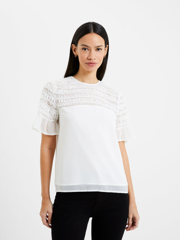 French Connection Carina Embellished Top - Winter White