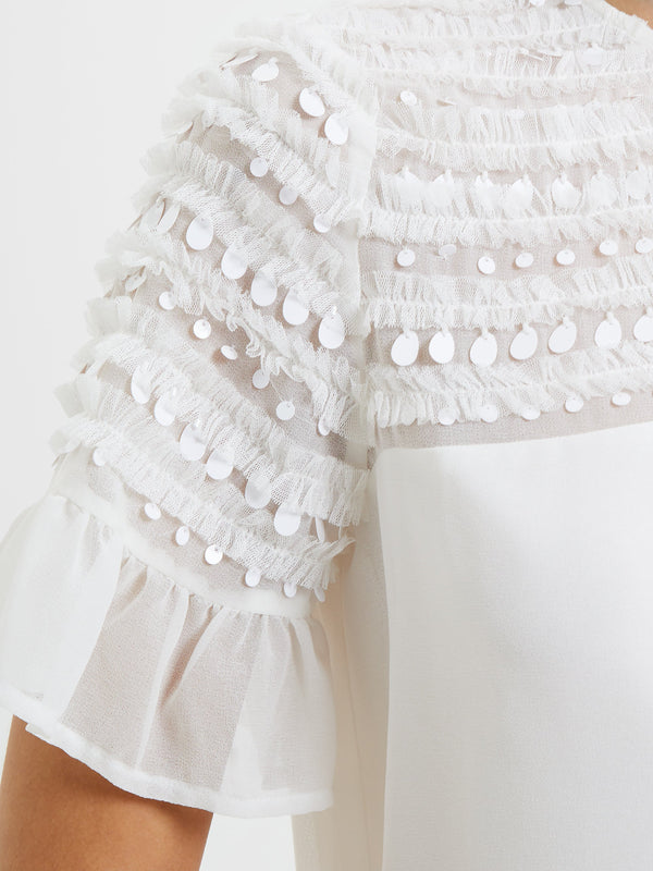 French Connection Carina Embellished Top - Winter White