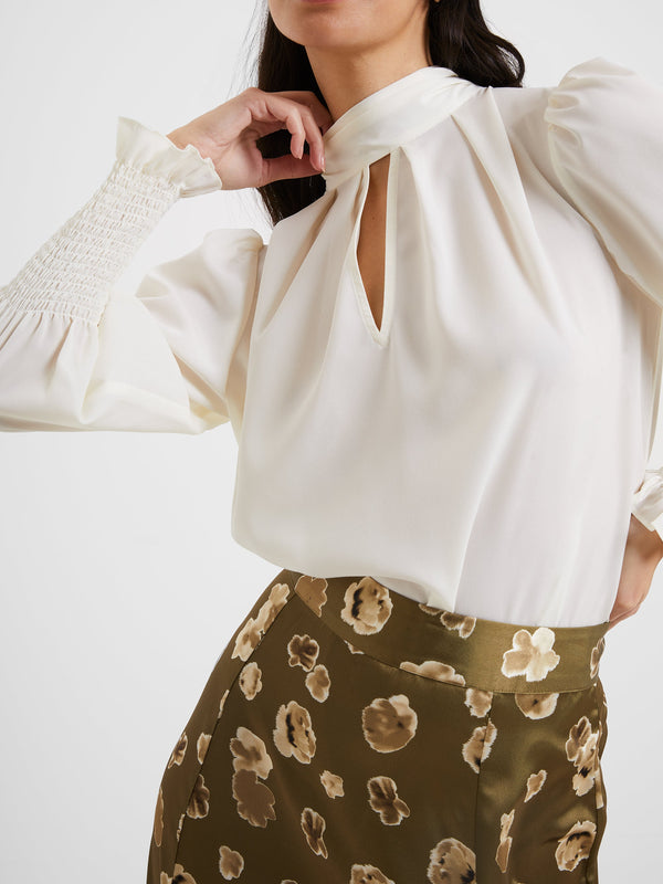 French Connection Crepe Keyhole Top - Classic Cream