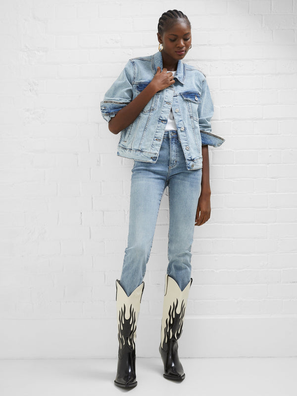 French Connection Denim Stretch Trucker Jacket - Bleached Out