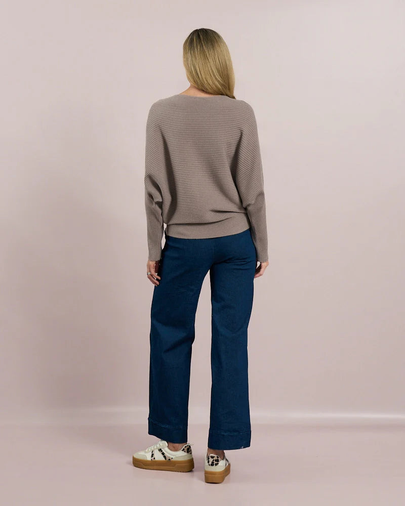 Deck Ribbed Batwing Knit - Taupe