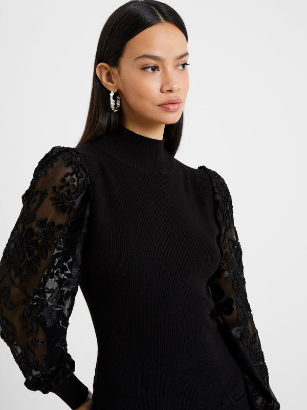 French Connection Burnout Sleeves Jumper - Black
