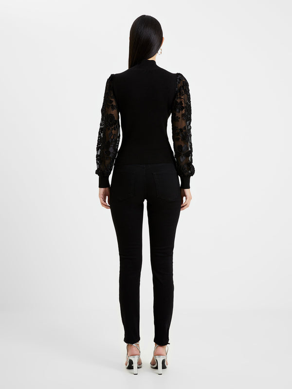 French Connection Burnout Sleeves Jumper - Black