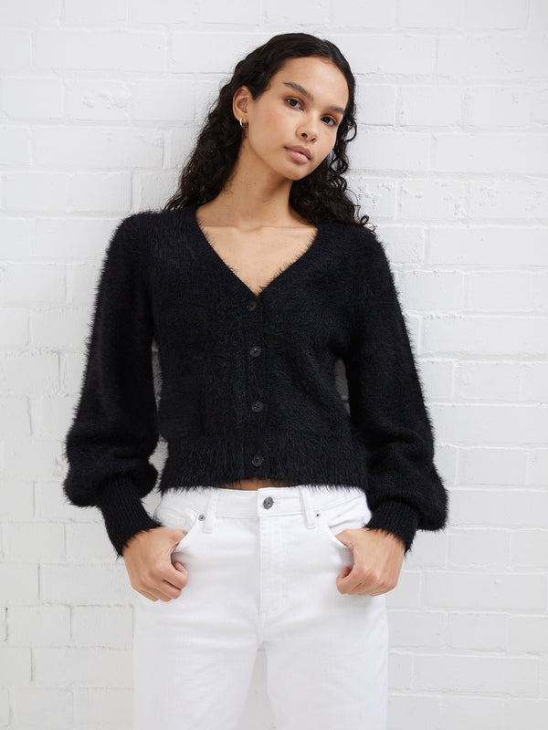 French Connection 78VNU Meena Fluffy Cardigan - Black